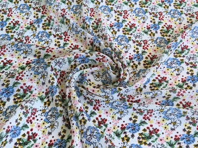 Ткань Шифон креповый летний прованс, молочный, пог. м. (ш38, 2012102, д20 цв1)
