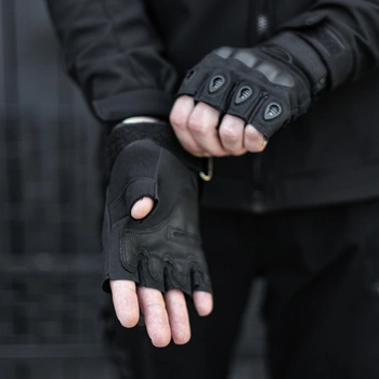 Перчатки Тактические черный казак беспалые с накладкой Черный M SSpe1 213