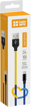 Кабель Colorway USB - Apple Lightning (national) 2.4А 1 м Сине-желтый (CW-CBUL052-BLY)