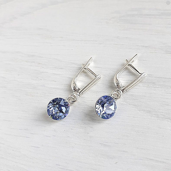 Сережки Hand Made з кристалами Swarovski світло-блакитного відтінку