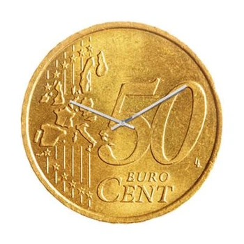 Часы настенные Invotis "50 центов" (диаметр 40 см) Золотистый
