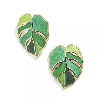 Сережки листя монстери "Monstera Leaf", золото
