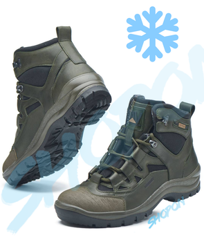 Черевики зимові тактичні чоловічі, туфлі тактичні чоловічі зимові, натуральна шкіра, розмір 42, Bounce ar. BP-HA-1042, колір хакі