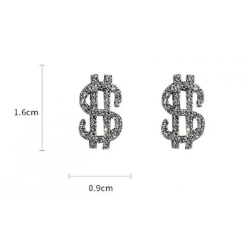 Сережки гвоздики у формі знаків долара "Silver Money", срібло