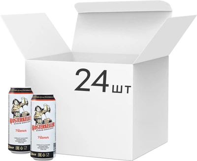Упаковка пива Klosterkeller Pilsener світле пастеризоване фільтроване 4.9% 0.5 л х 24 шт (4016762821025)