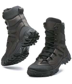 Берцы демисезонные ботинки тактические мужские, черевики тактичні чоловічі берці, натуральна шкіра та кордура, размер 44, Bounce ar. SF-IF-1244, цвет черный