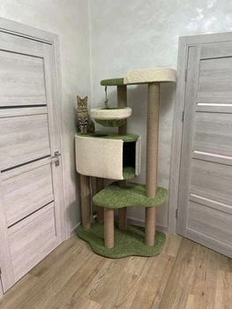 Комплекс для котика с когтеточкой и домиком 100*60*185 зелений