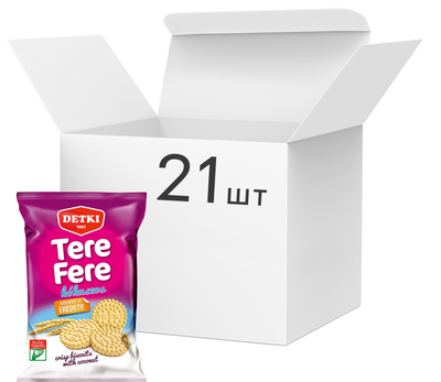 Упаковка хрусткого печива Detki Tere-fere зі смаком кокосу 180 г х 21 шт (5997380360136)