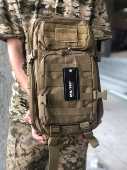 Тактический армейский военный рюкзак MIL-TEC® US Assault Pack SM Laser Cut 20 л Beige, ОРИГИНАЛ, MIL-TEC койот