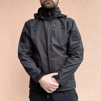 Куртка чоловіча тактична поліцейська під шеврони Soft Shell ЗСУ (ЗСУ) 7351 M чорна
