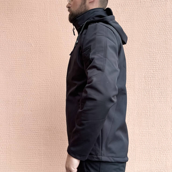 Куртка мужская тактическая полицейская под шевроны Soft Shell ВСУ (ЗСУ) 7351 M черная