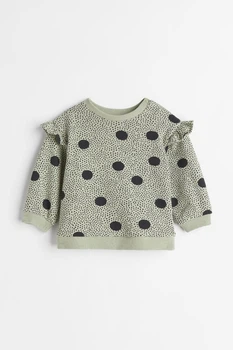 Світшот H&M 92 см хакі, принт чорні горошки
