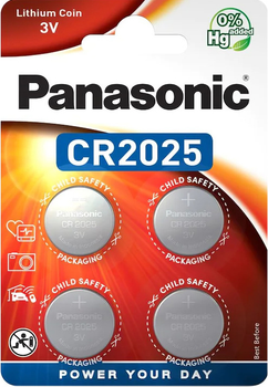 Батарейка Panasonic литиевая CR2025 блистер 4 шт (CR-2025EL/4B)