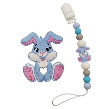 Прорізувач WD210921 Зайчик силіконове намисто Синій Bambi WD210921(Blue)