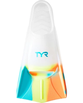 Ласты короткие TYR Stryker Silicone Fins, Orange/Teal/Yellow/Clear, S, Orange/Teal/Yellow/Clear
