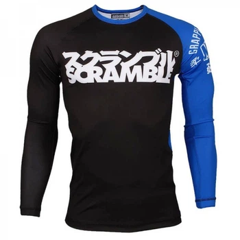 Рашгард з довгим рукавом Scramble BJJ Ranked (M) Чорний з синім