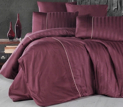 Турецкое постельное белье First Choice De Luxe сатин Dark Series Modalife Rose евро
