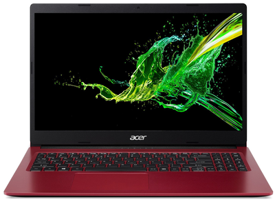Ноутбук Acer Aspire 3 A315-34 (NX.HGAEU.006); 15.6" FullHD (1920x1080) TN LED матовый / Intel Celeron N4000 (1.1 - 2.6 ГГц) / RAM 4 ГБ / SSD 128 ГБ / Intel UHD Graphics 600 / нет ОП / LAN / Wi-Fi / BT / веб-камера / Без ОС / 1.94 кг / красный