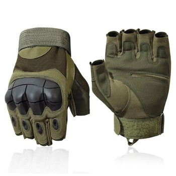 Военные перчатки без пальцев с защитой костяшек ReFire Gear М хаки