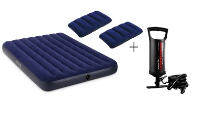 Надувний матрац Intex 183x203x25 см + насос + 2 подушки (64755)