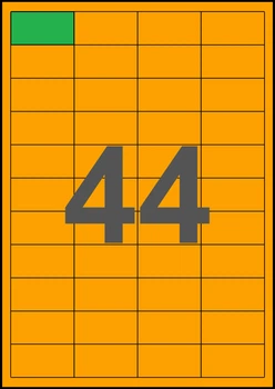 48,5×25,44мм ОРАНЖЕВАЯ Самоклеящаяся бумага А4, 44 Этикетки на листе, Упаковка 100 листов