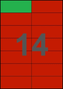 105×42,4мм КРАСНАЯ Самоклеящаяся бумага А4, 14 Этикеток на листе, Упаковка 100 листов