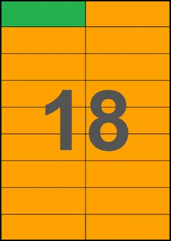 105×33мм ОРАНЖЕВАЯ Самоклеящаяся бумага А4, 18 Этикеток на листе, Упаковка 100 листов