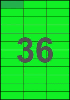 70×24,75мм ЗЕЛЕНАЯ Самоклеящаяся бумага А4, 36 Этикеток на листе, Упаковка 100 листов