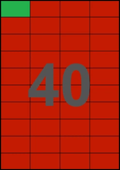 52,5×29,7мм КРАСНАЯ Самоклеящаяся бумага А4, 40 Этикеток на листе, Упаковка 100 листов