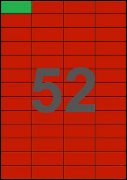 52,5×22,8мм КРАСНАЯ Самоклеящаяся бумага А4, 52 Этикетки на листе, Упаковка 100 листов
