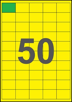 40×28мм ЖЕЛТАЯ Самоклеящаяся бумага А4, 50 Этикеток на листе, Упаковка 100 листов
