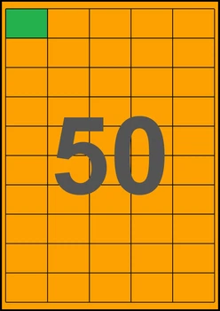 40×28мм ОРАНЖЕВАЯ Самоклеящаяся бумага А4, 50 Этикеток на листе, Упаковка 100 листов