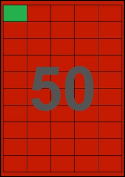 40×28мм КРАСНАЯ Самоклеящаяся бумага А4, 50 Этикеток на листе, Упаковка 100 листов