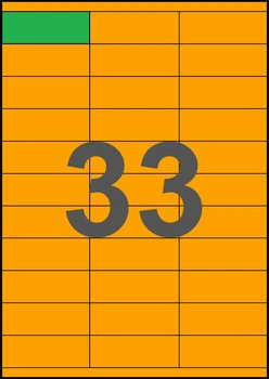 70×25,4мм ОРАНЖЕВАЯ Самоклеящаяся бумага А4, 33 Этикетки на листе, Упаковка 100 листов