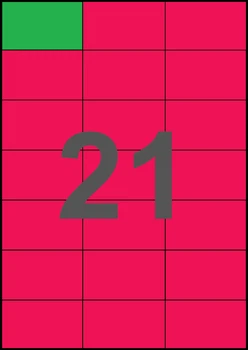 70×42,4мм МАЛИНОВАЯ Самоклеящаяся бумага А4, 21 Этикетка на листе, Упаковка 100 листов