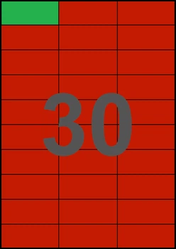 70×29,7мм КРАСНАЯ Самоклеящаяся бумага А4, 30 Этикеток на листе, Упаковка 100 листов
