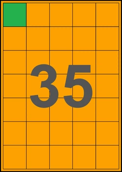 40×41мм ОРАНЖЕВАЯ Самоклеящаяся бумага А4, 35 Этикеток на листе, Упаковка 100 листов
