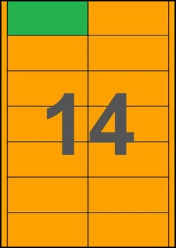 96,5×42,4мм ОРАНЖЕВАЯ Самоклеящаяся бумага А4, 14 Этикеток на листе, Упаковка 100 листов