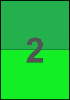210×148,5мм ЗЕЛЕНАЯ Самоклеящаяся бумага А4, 2 Этикетки на листе, Упаковка 100 листов