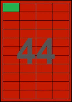 48,5×25,44мм КРАСНАЯ Самоклеящаяся бумага А4, 44 Этикетки на листе, Упаковка 100 листов