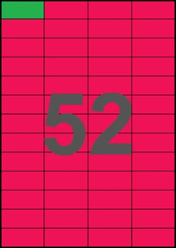 52,5×22,8мм МАЛИНОВАЯ Самоклеящаяся бумага А4, 52 Этикетки на листе, Упаковка 100 листов