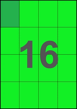 52,5×74,25мм ЗЕЛЕНАЯ Самоклеящаяся бумага А4, 16 Этикеток на листе, Упаковка 100 листов