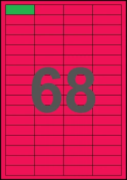 48×16,6мм МАЛИНОВАЯ Самоклеящаяся бумага А4, 68 Этикеток на листе, Упаковка 100 листов