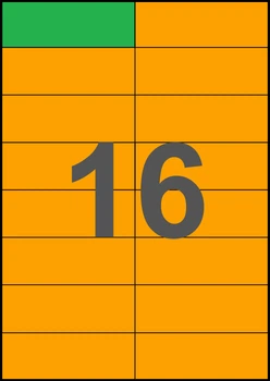 105×37мм ОРАНЖЕВАЯ Самоклеящаяся бумага А4, 16 Этикеток на листе, Упаковка 100 листов