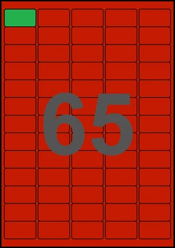 38×21,2мм КРАСНАЯ Самоклеящаяся бумага А4, 65 Этикеток на листе, Упаковка 100 листов