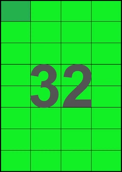 52,5×37,12мм ЗЕЛЕНАЯ Самоклеящаяся бумага А4, 32 Этикетки на листе, Упаковка 100 листов