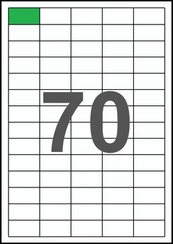 38×20мм Самоклеящаяся бумага А4, 70 Этикеток на листе, Упаковка 100 листов