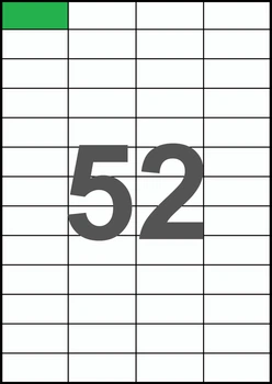 52,5×22,8мм Самоклеящаяся бумага А4, 52 Этикетки на листе, Упаковка 100 листов