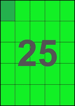 42×59,4мм ЗЕЛЕНАЯ Самоклеящаяся бумага А4, 25 Этикеток на листе, Упаковка 100 листов