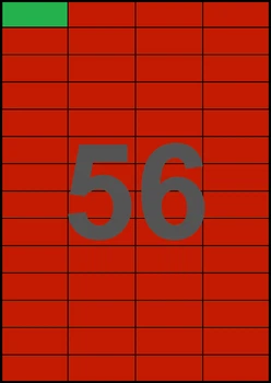 52,5×21,2мм КРАСНАЯ Самоклеящаяся бумага А4, 56 Этикеток на листе, Упаковка 100 листов